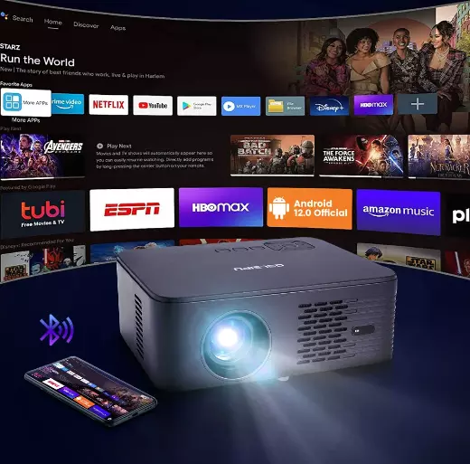 Проектор интеллектуальный GELEIPU X5 Full-HD 2K 4K Android 12 (ТV-BOX IN) Gray (Серый) Global Version