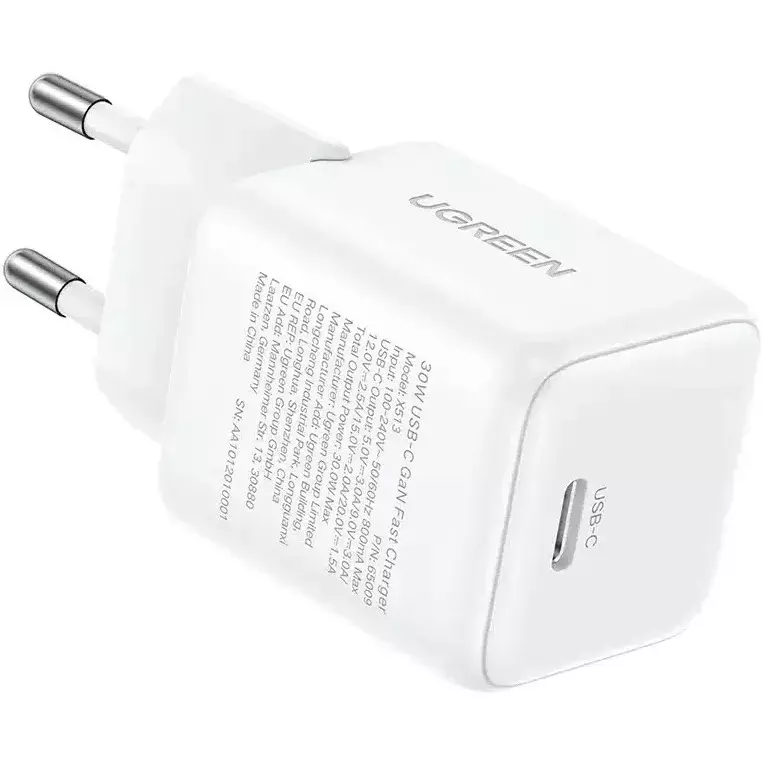 Сетевое зарядное устройство Ugreen 30W USB-C X513-65013 GaN Fast Charger White (Белый) Global Version Сетевое зарядное устройство Ugreen 30W USB-C X513-65013 GaN Fast Charger White (Белый) Global Version