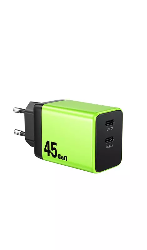Сетевое зарядное устройство GaN 45W (c+c) WEKOME WP-U33 Green (Зеленый) Сетевое зарядное устройство GaN 45W (c+c) WEKOME WP-U33 Green (Зеленый)