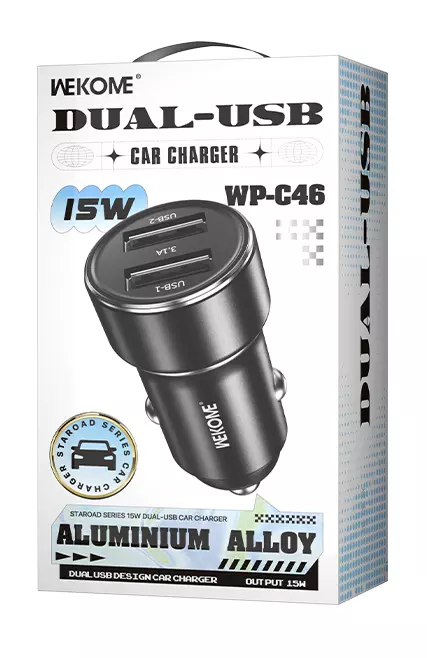 Автомобильное зарядное устройство WEKOME WP-C46 Black (Черный) Автомобильное зарядное устройство WEKOME WP-C46 Black (Черный)
