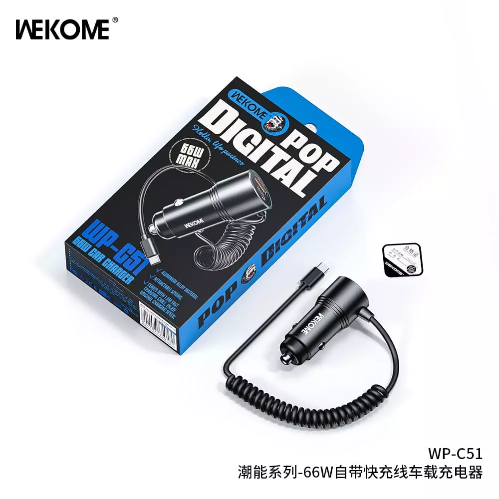 Автомобильное зарядное устройство WEKOME WP-C51 66W Black (Черный) Автомобильное зарядное устройство WEKOME WP-C51 66W Black (Черный)