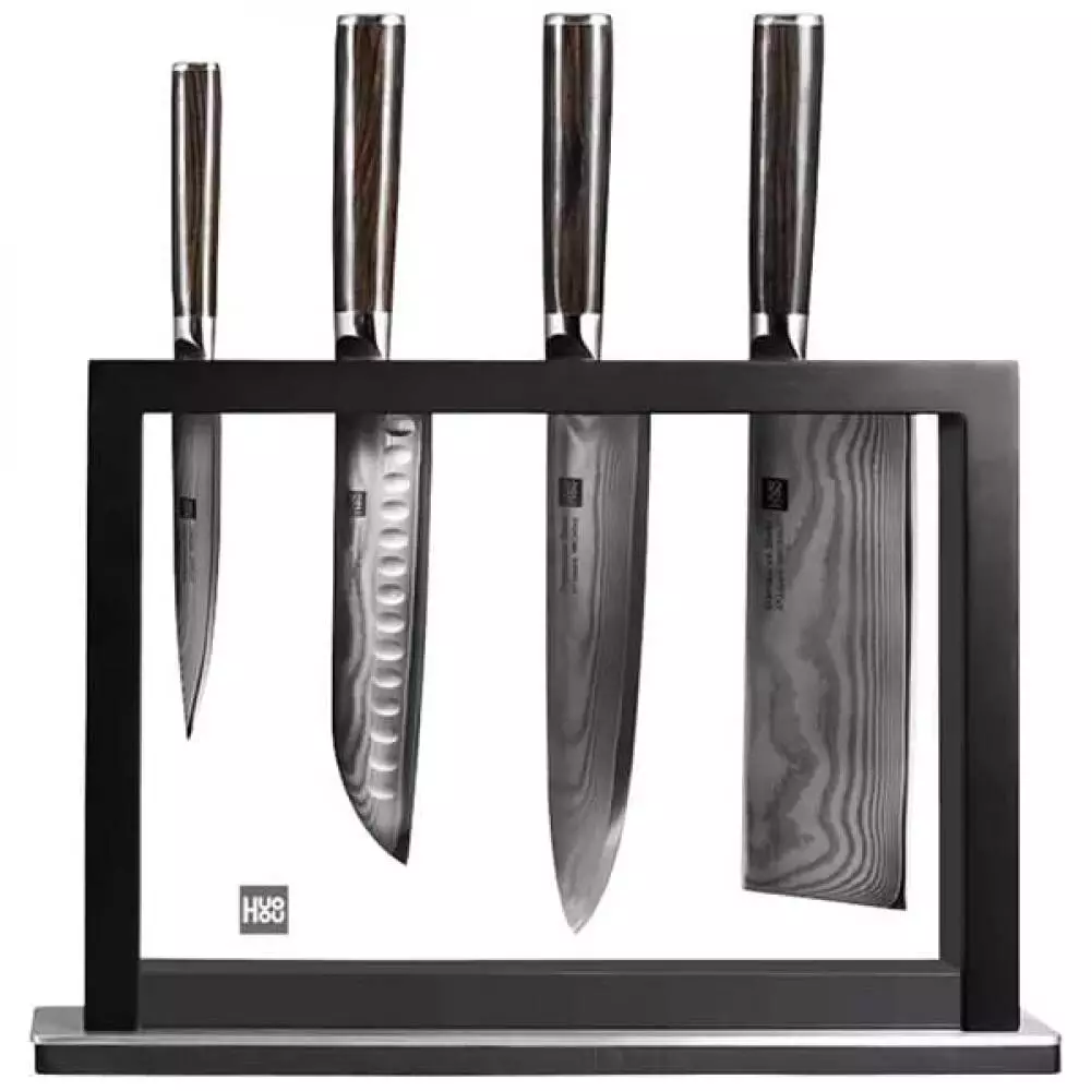 Набор ножей из дамасской стали Huo Hou Set of 5 Damascus Knife Sets (4 ножа с подставкой) (HU0073) Набор ножей из дамасской стали Huo Hou Set of 5 Damascus Knife Sets (4 ножа с подставкой) (HU0073)