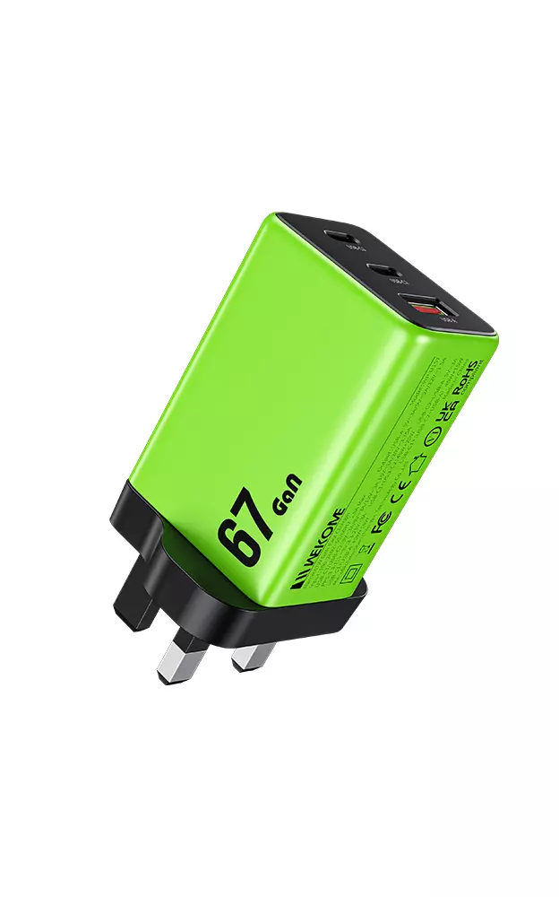 Зарядное устройство WEKOME WP-U157 GaN 67W 2 Type-c +1 Green (Зеленый) Зарядное устройство WEKOME WP-U157 GaN 67W 2 Type-c +1 Green (Зеленый)