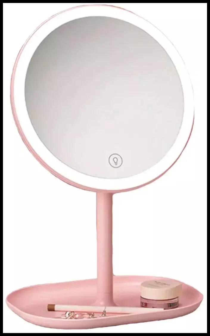 Зеркало косметическое с подсветкой Jordan & Judy для макияжа с ножкой (NV532) Pink (Розовый)