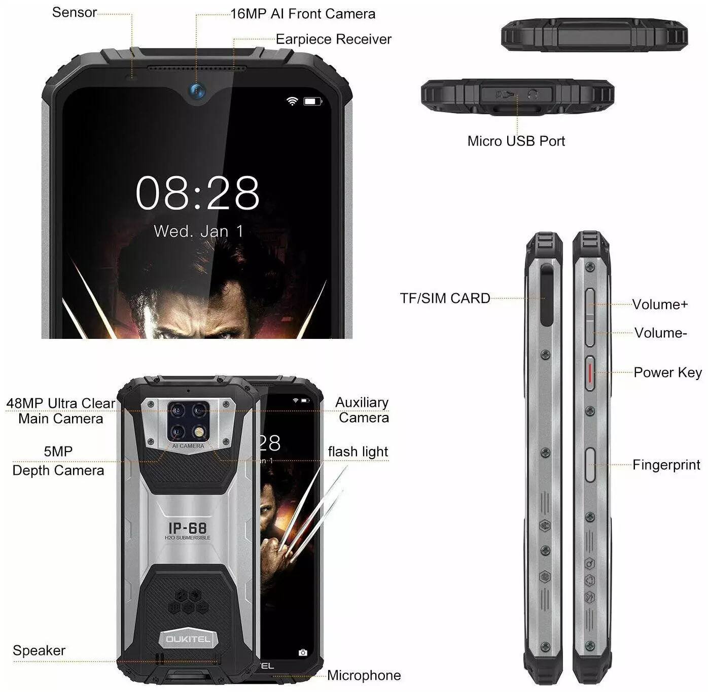 Смартфон Oukitel WP6 6/128Gb Black (Черный) CN Смартфон Oukitel WP6 6/128Gb Black (Черный) CN
