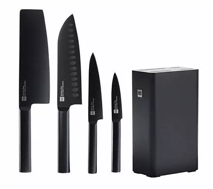 Набор Huo Hou Knife (4 ножа с подставкой) (HU0076) Black (Черный)
