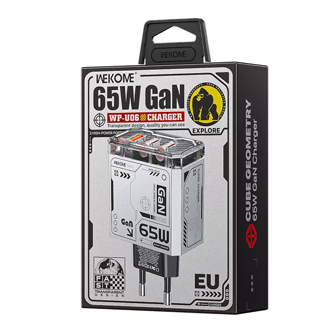 Зарядное устройство WEKOM GaN 65W (C+C+A ) WP-U06 Black (Черный) Global Version Зарядное устройство WEKOM GaN 65W (C+C+A ) WP-U06 Black (Черный) Global Version