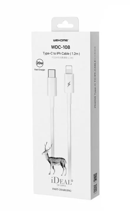 Кабель для мобильных устройств WEKOME Type-C to Apple Lightning WDC-108 White (Белый) Кабель для мобильных устройств WEKOME Type-C to Apple Lightning WDC-108 White (Белый)