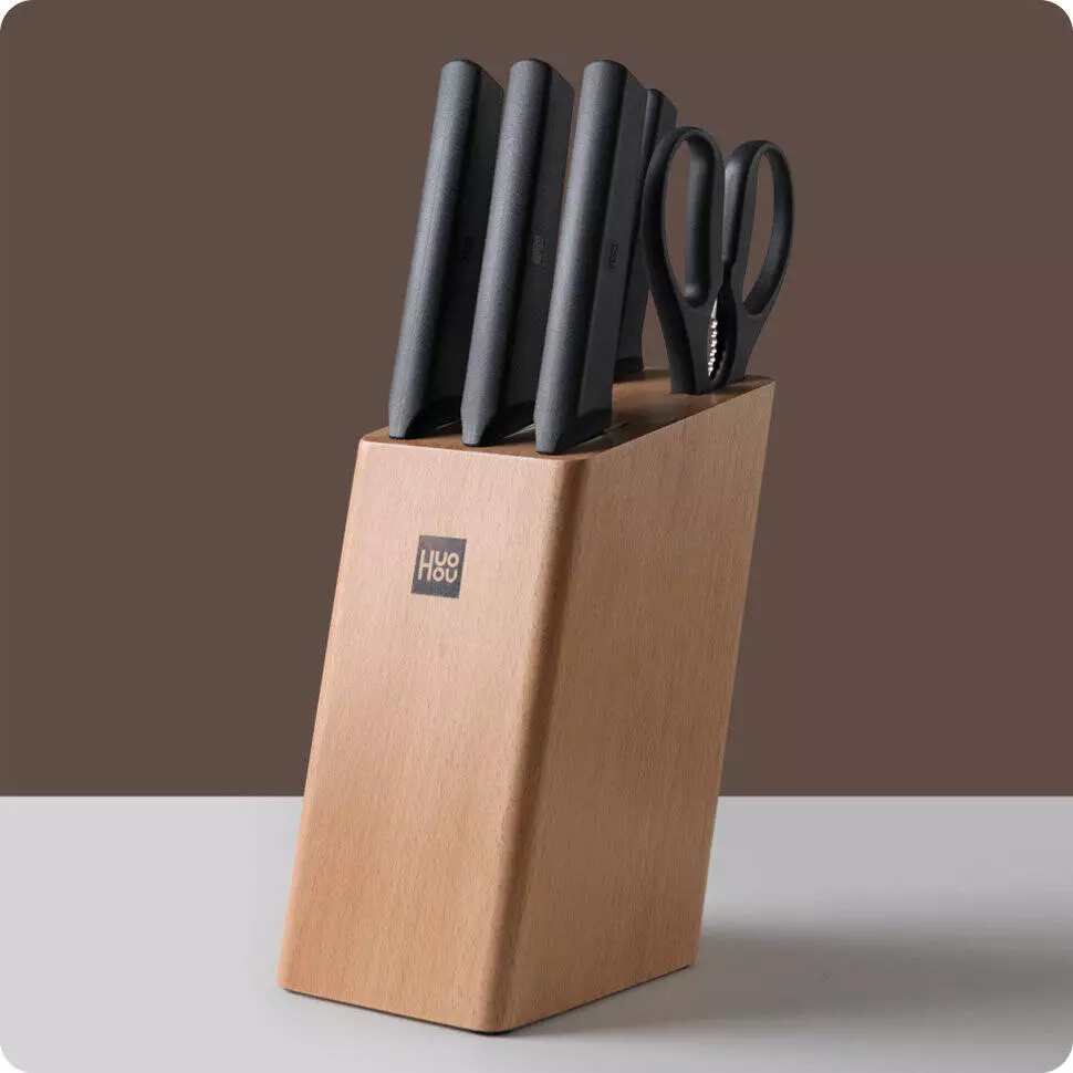 Набор HuoHou Fire Kitchen Steel Knife Set (4 ножа и ножницы с подставкой) (HU0057) Black (Черный) CN Набор HuoHou Fire Kitchen Steel Knife Set (4 ножа и ножницы с подставкой) (HU0057) Black (Черный) CN