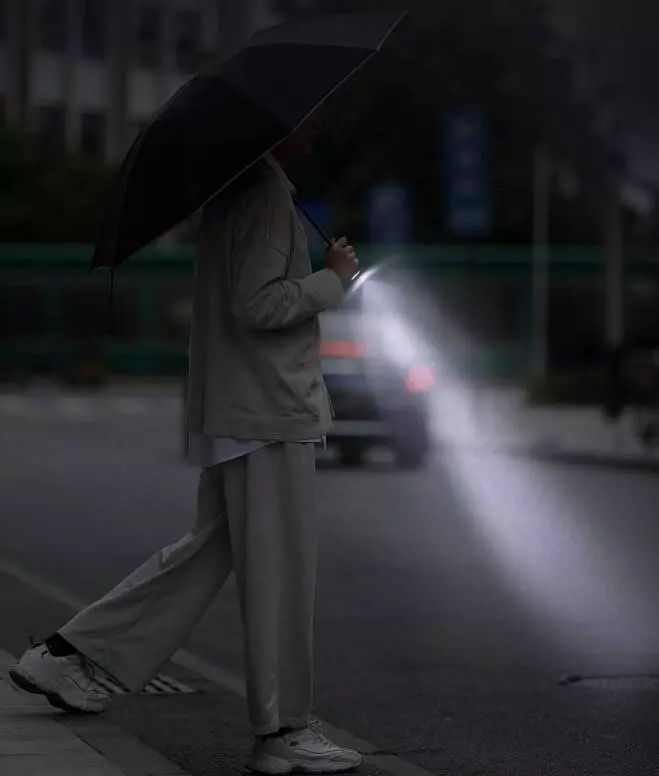 Зонт 90 Points с светодиодным фонариком Automatic Umbrella with LED Flashlight Black (Черный)
