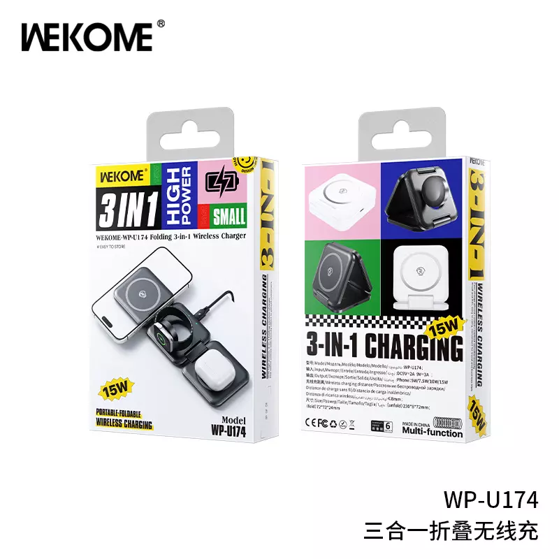 Беспроводное магнитное складное зарядное устройство 3 в 1 WEKOME WP-U174 Black (Черный) Беспроводное магнитное складное зарядное устройство 3 в 1 WEKOME WP-U174 Black (Черный)