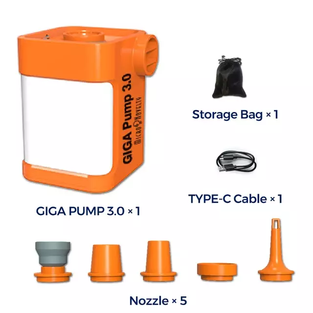 Мини насос Aerogogo Giga Pump 3.0 для матраса 3 в 1 Orange (Оранжевый)