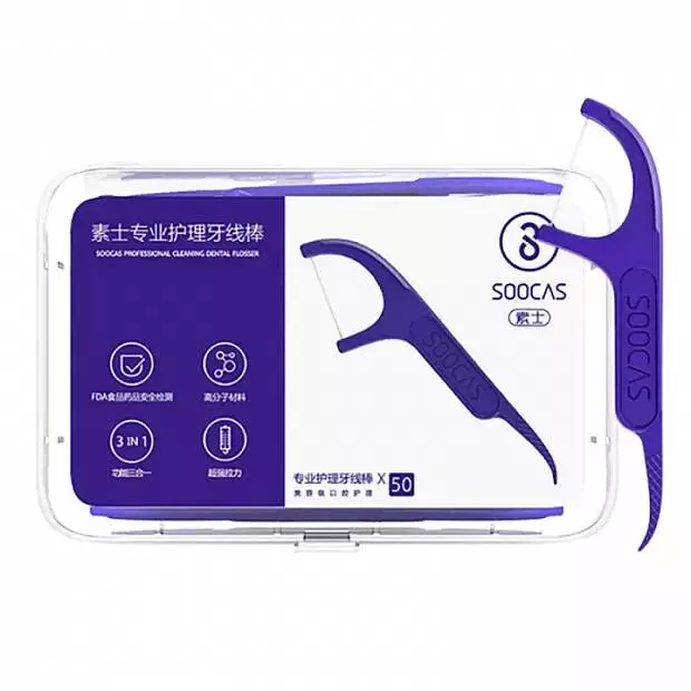 Зубная нить (зубочистки) Soocas Floss Pick D1 (50 шт) Purple (Фиолетовый) Зубная нить (зубочистки) Soocas Floss Pick D1 (50 шт) Purple (Фиолетовый)