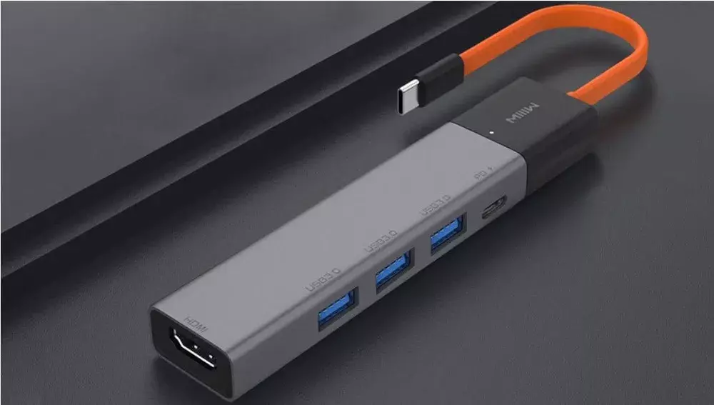 Адаптер MIIIW Type-C HUB Adapter 5 in 1 (3х USB 3.0 | HDMI 4K | 1x Type-C PD) (MWCMA05)