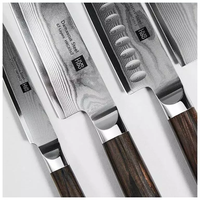 Набор ножей из дамасской стали Huo Hou Set of 5 Damascus Knife Sets (4 ножа с подставкой) (HU0073) Black (Черный) Набор ножей из дамасской стали Huo Hou Set of 5 Damascus Knife Sets (4 ножа с подставкой) (HU0073) Black (Черный)