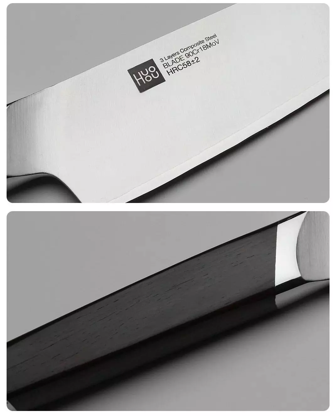 Набор Huo Hou Fire Compound Steel Knife Set (4 ножа с подставкой) (HU0033) Brown (Коричневый)