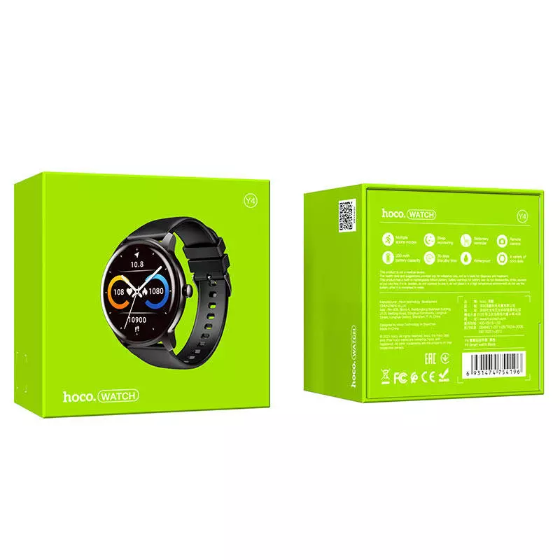 Умные часы Hoco Y4 Smart Watch Black (Черный) Global Version Умные часы Hoco Y4 Smart Watch Black (Черный) Global Version