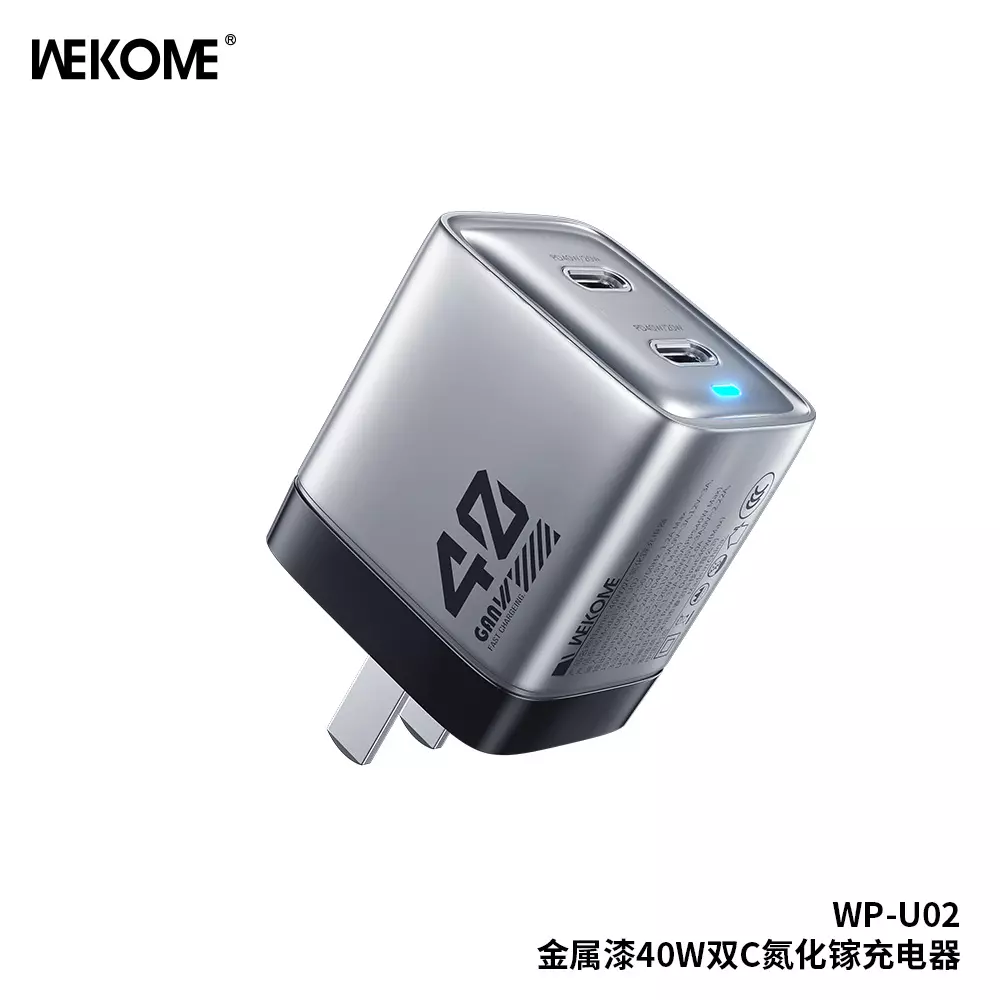 Сетевое зарядное устройство GaN 40W (C+C ) WEKOM WP-U02 Сетевое зарядное устройство GaN 40W (C+C ) WEKOM WP-U02