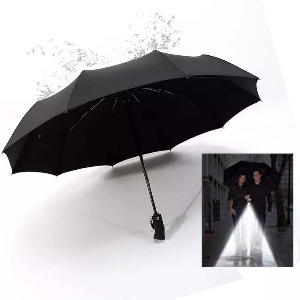 Зонт 90 Points с светодиодным фонариком Automatic Umbrella with LED Flashlight Black (Черный)