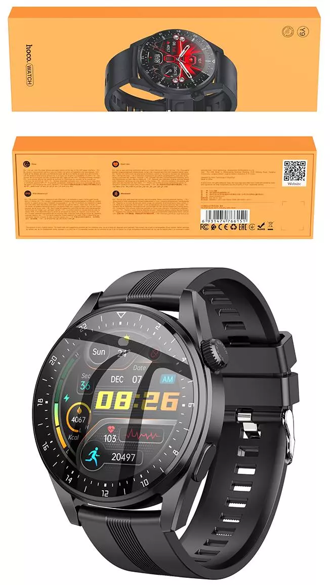 Умные часы Hoco Y9 Smart Watch Black (Черный) Global Version Умные часы Hoco Y9 Smart Watch Black (Черный) Global Version