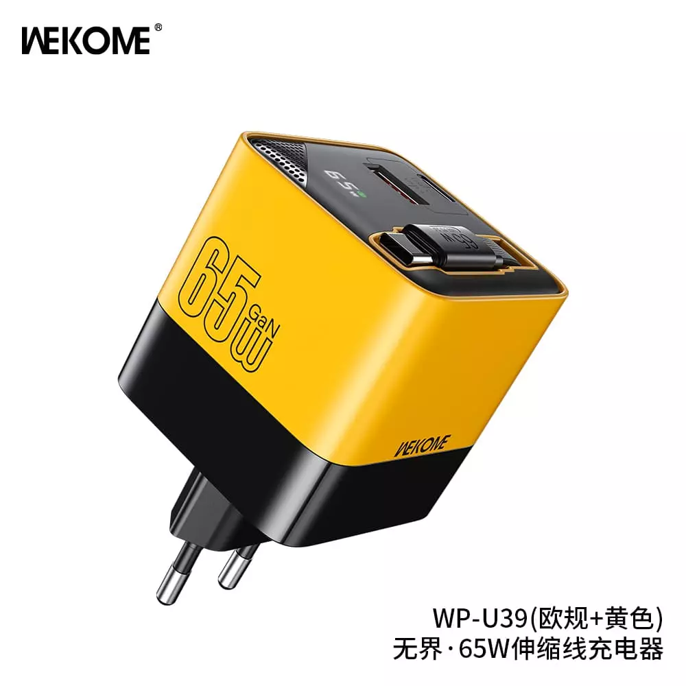Сетевое зарядное устройство GaN 65W WEKOME WP-U39 Yellow (Желтый) Global Version Сетевое зарядное устройство GaN 65W WEKOME WP-U39 Yellow (Желтый) Global Version