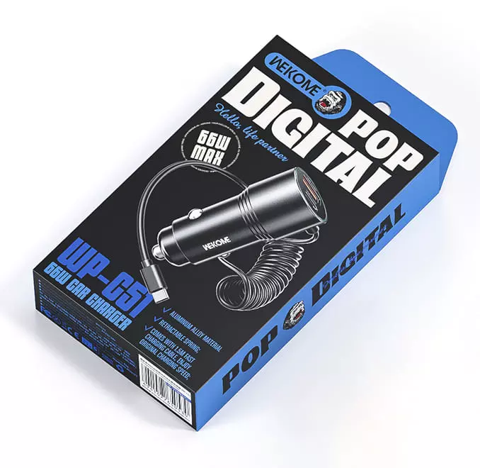 Автомобильное зарядное устройство WEKOME WP-C51 66W Black (Черный) Автомобильное зарядное устройство WEKOME WP-C51 66W Black (Черный)