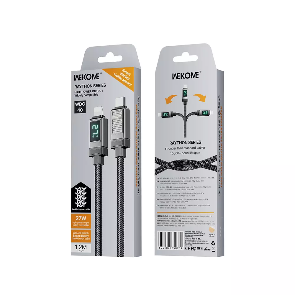 Кабель для мобильных устройств WEKOME PD27W WDC-40 Black (Черный) Кабель для мобильных устройств WEKOME PD27W WDC-40 Black (Черный)
