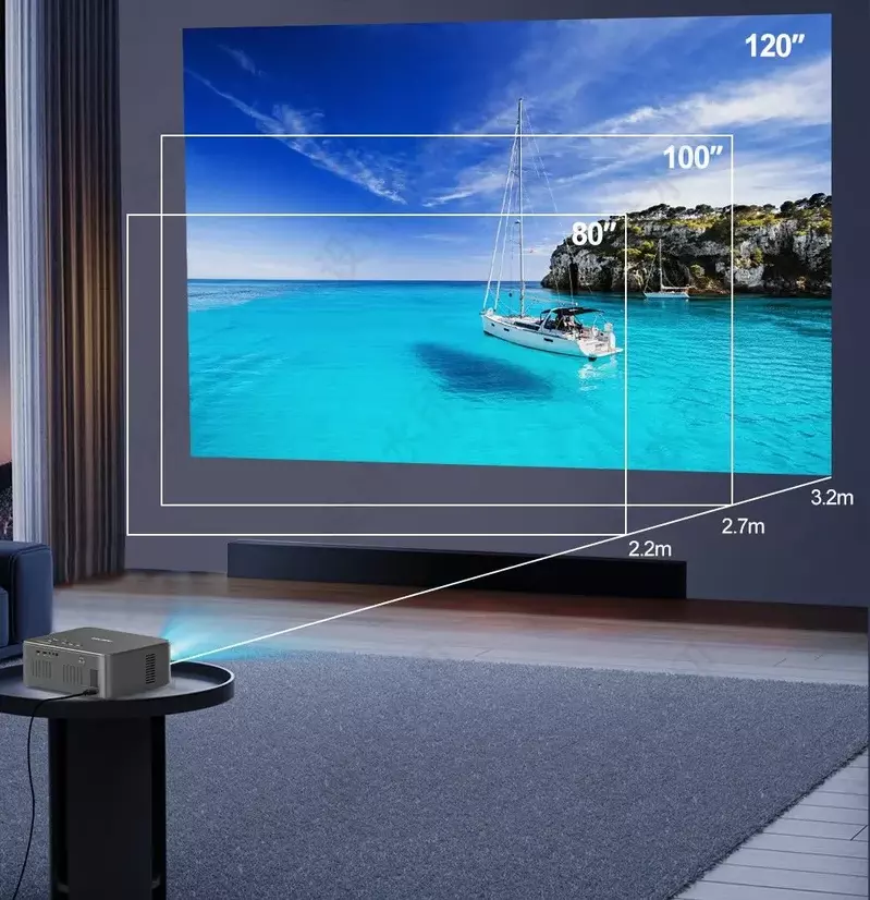 Проектор интеллектуальный GELEIPU X5 Full-HD 2K 4K Android 12 (ТV-BOX IN) Gray (Серый) Global Version