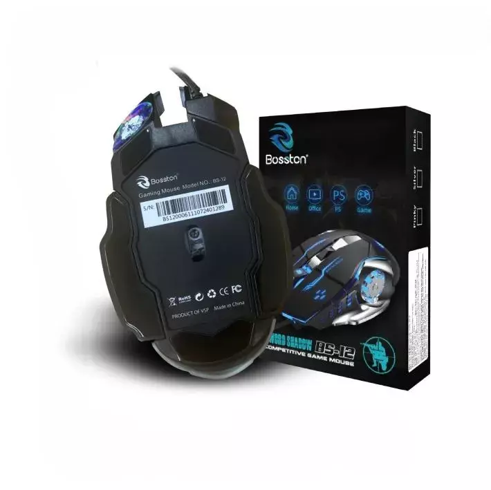 Мышь проводная игровая Bosston BS-12 Black (Черный) Мышь проводная игровая Bosston BS-12 Black (Черный)