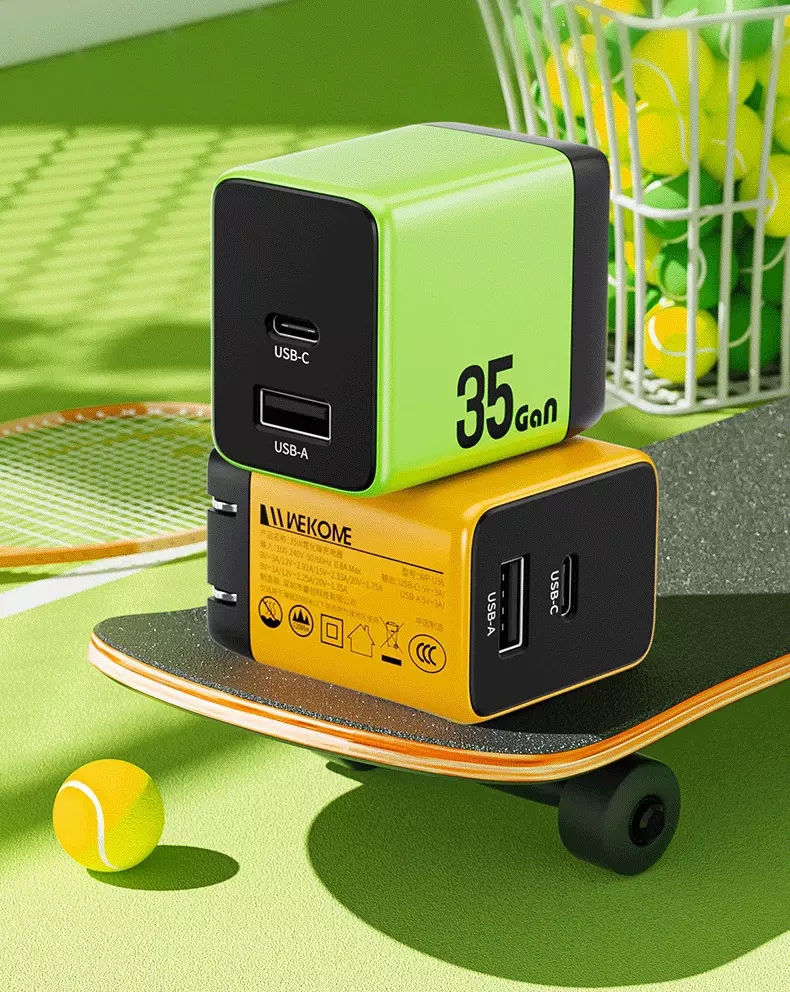 Сетевое зарядное устройство GaN 35W (a+c) WEKOME WP-U36 Green (Зеленый) Сетевое зарядное устройство GaN 35W (a+c) WEKOME WP-U36 Green (Зеленый)