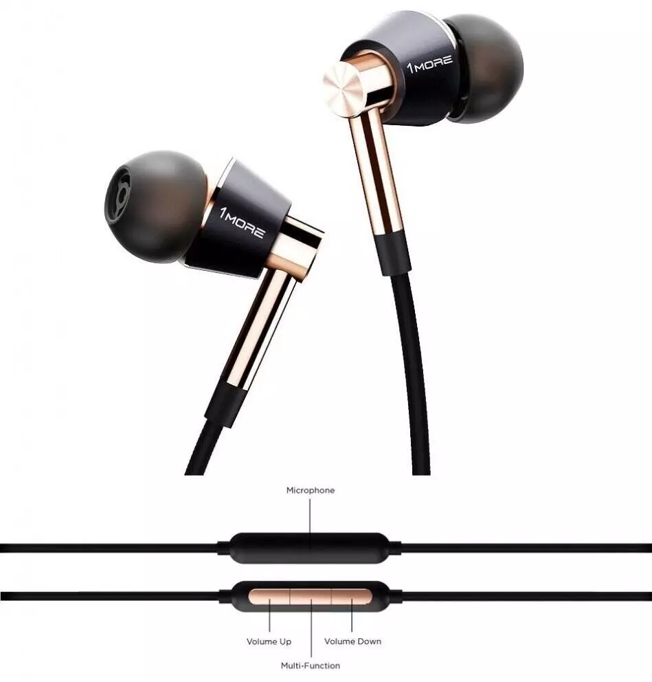 Наушники 1MORE Triple Driver (E1001BT) Gold (Золотистый) Global Version