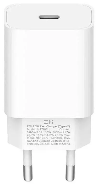 Сетевое зарядное устройство ZMI USB Type-C Fast Charger 20W (HA716EU) White (Белый) Сетевое зарядное устройство ZMI USB Type-C Fast Charger 20W (HA716EU) White (Белый)