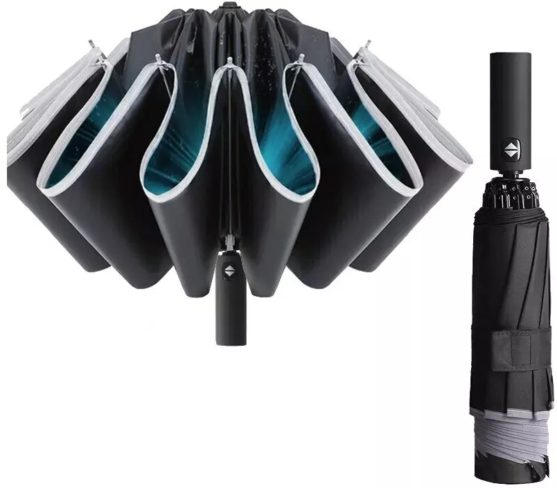 Зонт Xiaomi KongGu Reverse Ten Bone Automatic Lighting Umbrella Black (Черный) Зонт Xiaomi KongGu Reverse Ten Bone Automatic Lighting Umbrella Black (Черный)