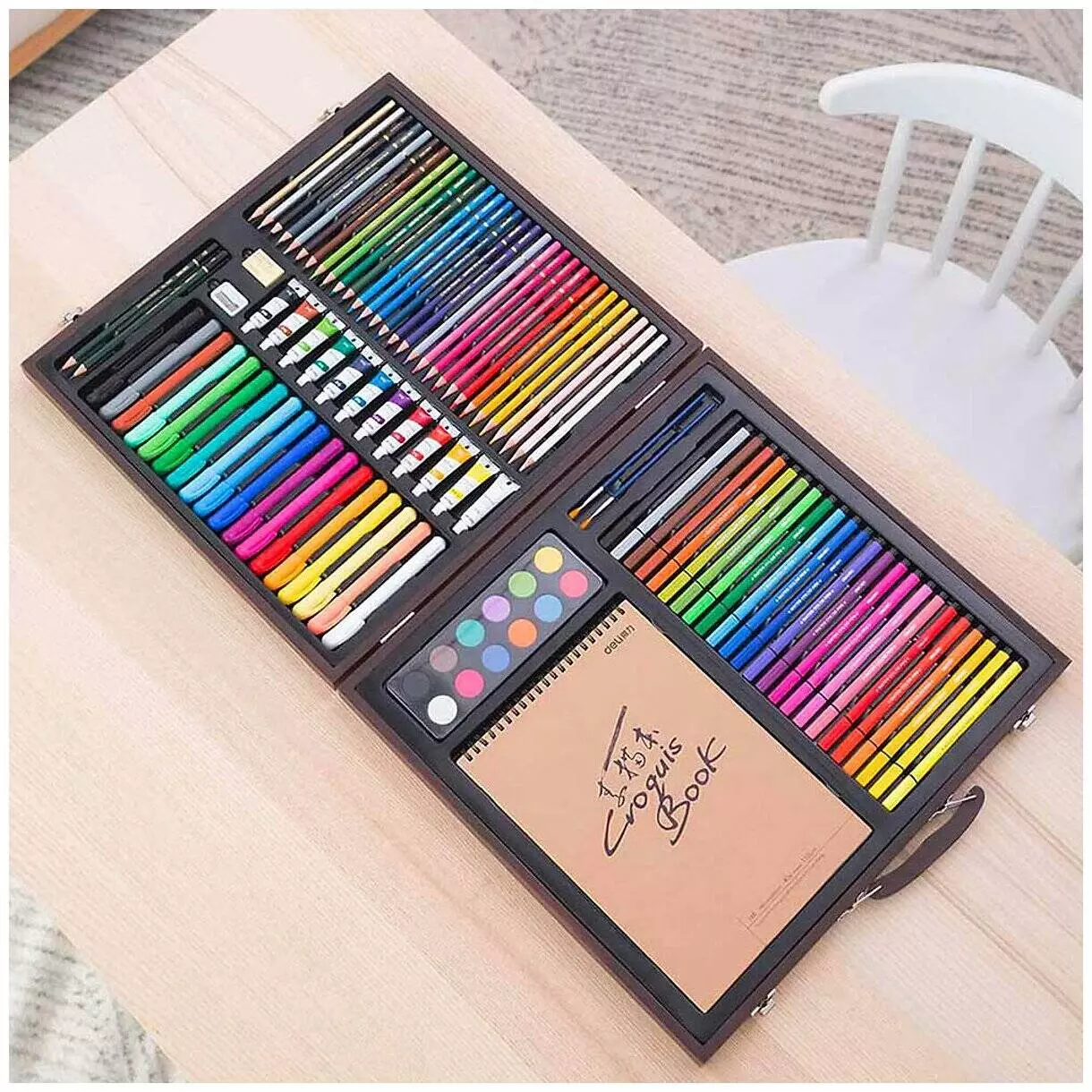 Набор для рисования Xiaomi DELI Painting Set Wooden Box Wood (Дерево) Набор для рисования Xiaomi DELI Painting Set Wooden Box Wood (Дерево)