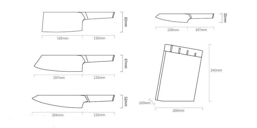 Набор Huo Hou Fire Compound Steel Knife Set (4 ножа с подставкой) (HU0033) Brown (Коричневый) Набор Huo Hou Fire Compound Steel Knife Set (4 ножа с подставкой) (HU0033) Brown (Коричневый)