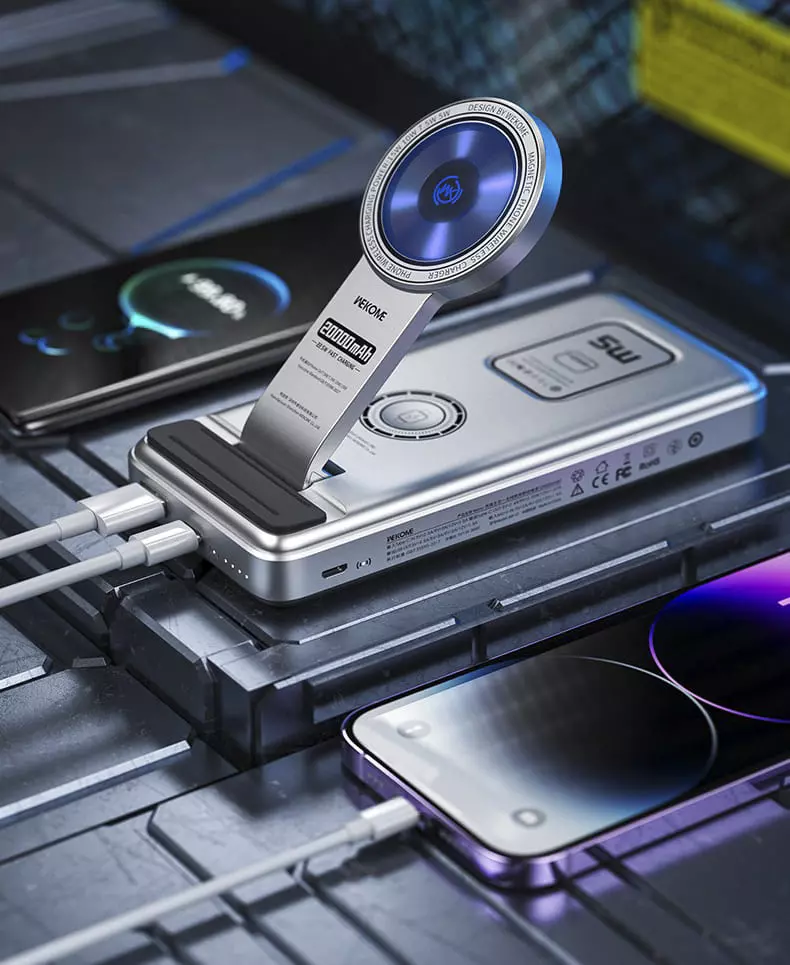 Беспроводная зарядная станция 5 в 1 20000mAh WEKOME WP-37 Silver (Серебристый) Беспроводная зарядная станция 5 в 1 20000mAh WEKOME WP-37 Silver (Серебристый)