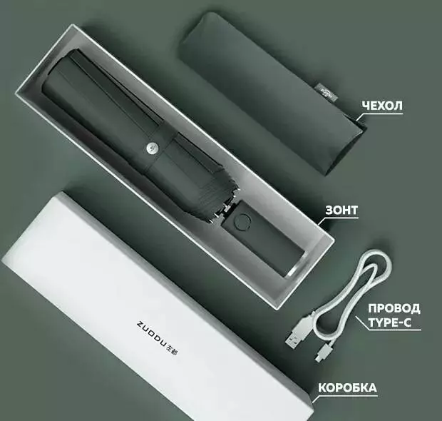 Зонт Zuodu Full Automatic Umbrella Led Green (Зеленый) Зонт Zuodu Full Automatic Umbrella Led Green (Зеленый)