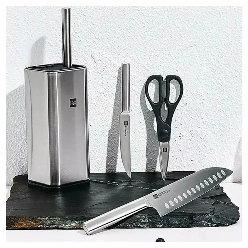 Набор Huo Hou Stainless Steel Kitchen Knife Set (4 ножа и ножницы с подставкой) (HU0095) Silver (Серебристый) Набор Huo Hou Stainless Steel Kitchen Knife Set (4 ножа и ножницы с подставкой) (HU0095) Silver (Серебристый)