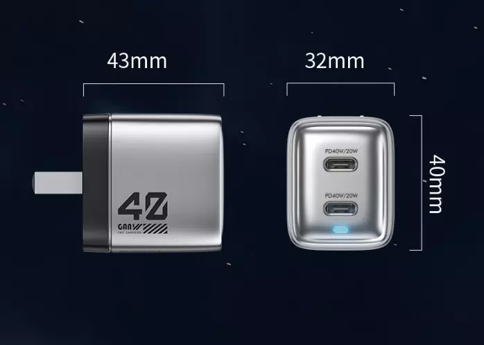 Сетевое зарядное устройство GaN 40W (C+C ) WEKOM WP-U02 Сетевое зарядное устройство GaN 40W (C+C ) WEKOM WP-U02