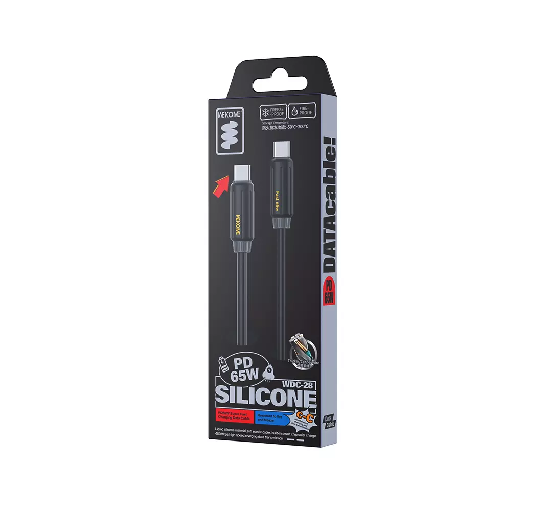 Кабель WEKOME силиконовый (Type-c - Type-c) PD65W WEKOME WDC-28 Black (Черный) Кабель WEKOME силиконовый (Type-c - Type-c) PD65W WEKOME WDC-28 Black (Черный)