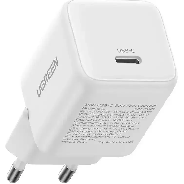 Сетевое зарядное устройство Ugreen 30W USB-C X513-65013 GaN Fast Charger White (Белый) Global Version Сетевое зарядное устройство Ugreen 30W USB-C X513-65013 GaN Fast Charger White (Белый) Global Version