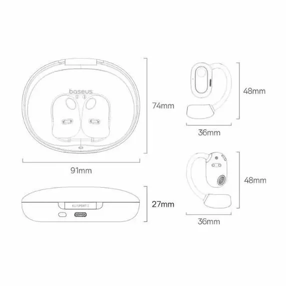 Беспроводные наушники Baseus Eli Sport 1 Open-Ear TWS Earbuds Black (Черный) Беспроводные наушники Baseus Eli Sport 1 Open-Ear TWS Earbuds Black (Черный)