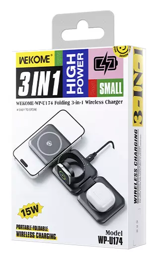 Беспроводное магнитное складное зарядное устройство 3 в 1 WEKOME WP-U174 Black (Черный) Беспроводное магнитное складное зарядное устройство 3 в 1 WEKOME WP-U174 Black (Черный)