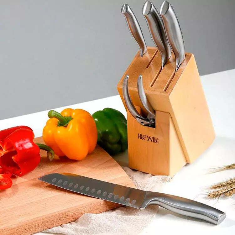 Набор Huo Hou Nano Knife (4 ножа и ножницы с подставкой) (HU0014) Silver (Серебристый) CN Набор Huo Hou Nano Knife (4 ножа и ножницы с подставкой) (HU0014) Silver (Серебристый) CN