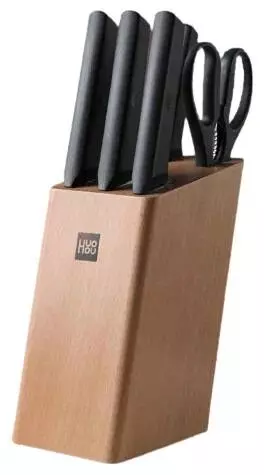 Набор HuoHou Fire Kitchen Steel Knife Set (4 ножа и ножницы с подставкой) (HU0057) Black (Черный) CN