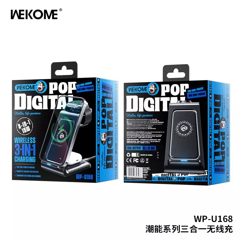 Беспроводная зарядная станция 3 в 1 WEKOME WP-U168 Black (Черный) Беспроводная зарядная станция 3 в 1 WEKOME WP-U168 Black (Черный)