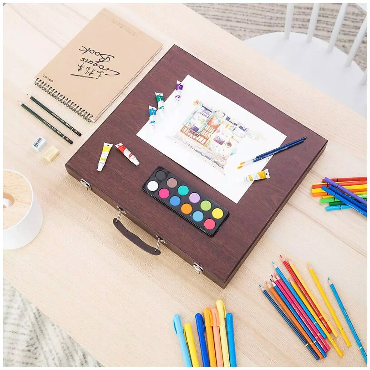 Набор для рисования Xiaomi DELI Painting Set Wooden Box Wood (Дерево) Набор для рисования Xiaomi DELI Painting Set Wooden Box Wood (Дерево)