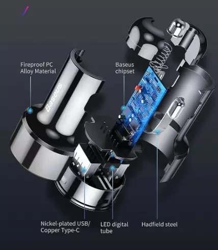 Автомобильное зарядное устройство Baseus Dual QC 45W Black (Черный) Автомобильное зарядное устройство Baseus Dual QC 45W Black (Черный)