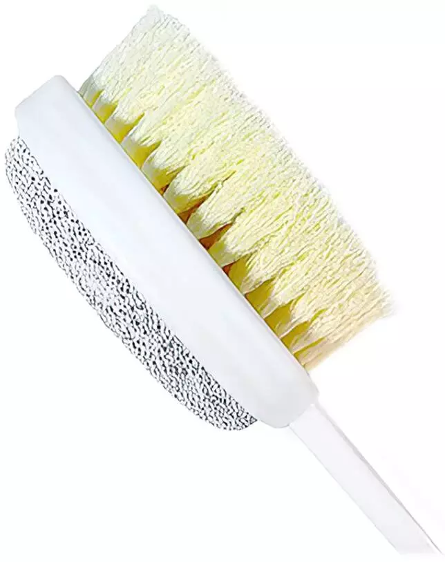 Щетка для душа Qualitell Double Sided Shower Brush с пемзой для пяток White (Белый)