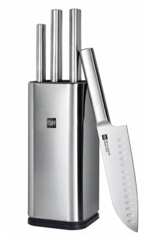 Набор Huo Hou Stainless Steel Kitchen Knife Set (4 ножа и ножницы с подставкой) (HU0095) Silver (Серебристый)